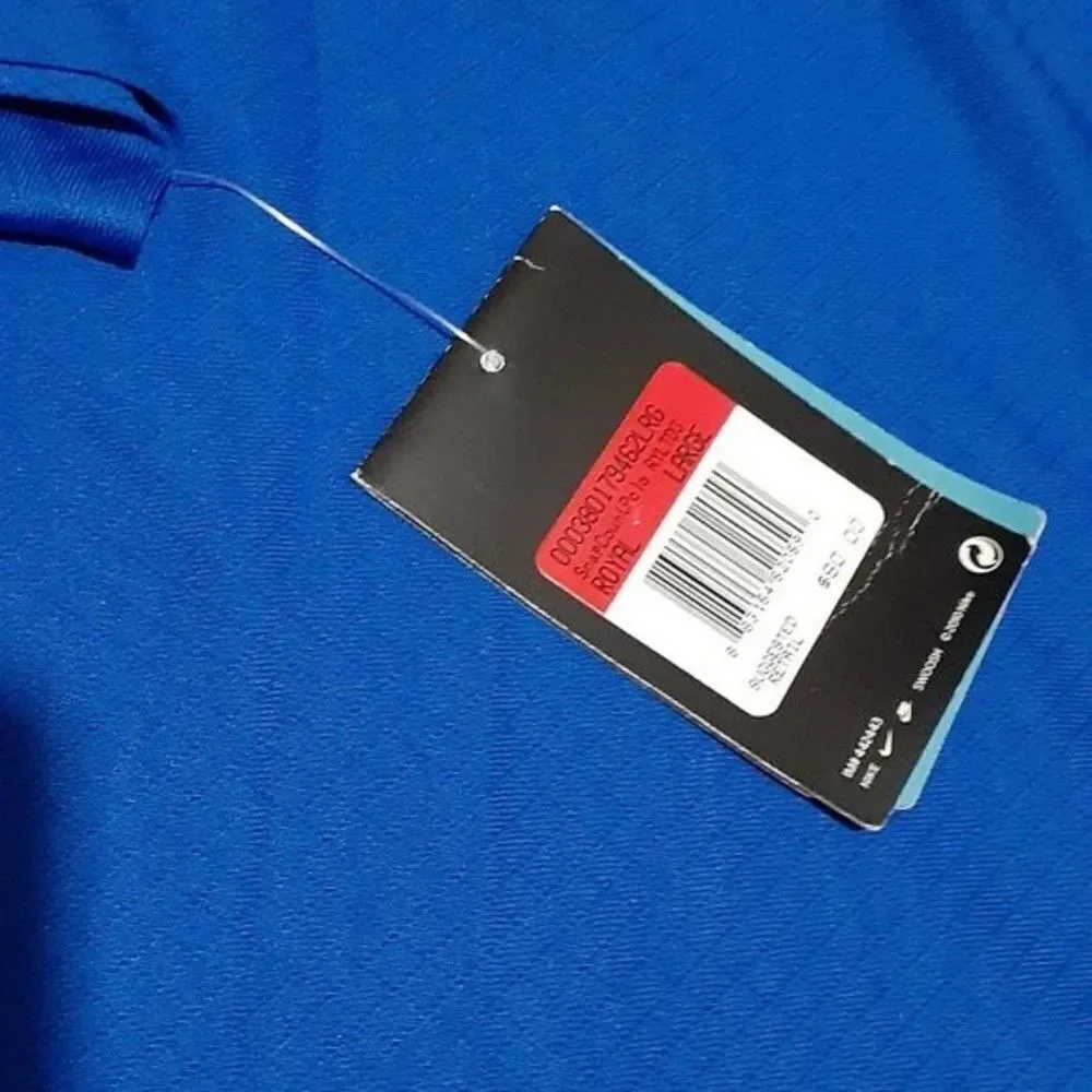 NIKE Polo Shirt Men's Royal Blue Orange Trim KT Football Logo